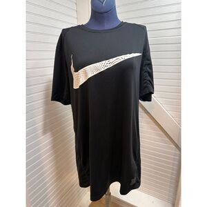 Nike‎ Dri-FIT Black Athletic Top with Mesh Swoosh Detail men's large